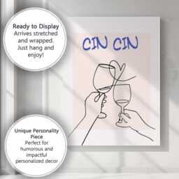 Minimalist Cin Wine Toast Line Art Poster Canvas Wall Print Decor Picture Ready To Hang - thumbnail 3