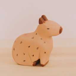 Handmade Capybara Wooden Toy - Waldorf & Montessori Toy, Figurine, Eco-Friendly Animal Decor, Unique Gift For Kids - thumbnail 2
