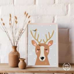 Poster Deer Nursery A4 Forest Animals Boys Girls Baby - thumbnail 1