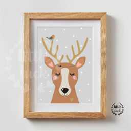 Poster Deer Nursery A4 Forest Animals Boys Girls Baby - thumbnail 3