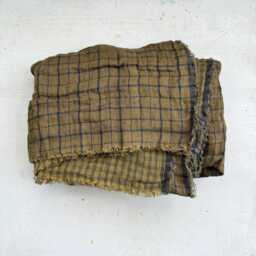 Mustard Linen Throw Blanket - Couch Sofa Bed With Fringe Vintage Country Farmhouse Decor - thumbnail 2