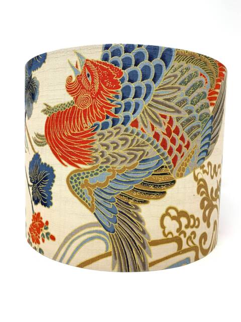 Japanese Rooster Lampshade Gold & Ivory Oriental Style - image 1