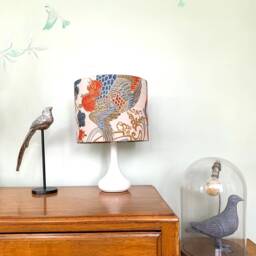 Japanese Rooster Lampshade Gold & Ivory Oriental Style - thumbnail 4