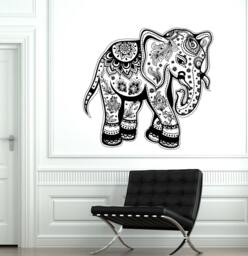 Wall Vinyl Elephant Floral Tribal Ornament Mural Decal Sticker 1764Dz - thumbnail 1