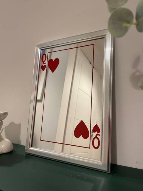 Queen Mirror Playing Card With Positive Words Framed Wall Art 90S Girl Coquette Decor Affirmation Selfie Gift For Her - image 1
