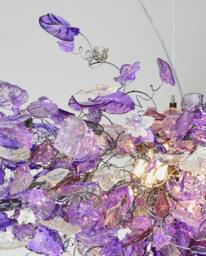 Violet Flower Chandelier Large Resin Floral Hanging Light - thumbnail 3