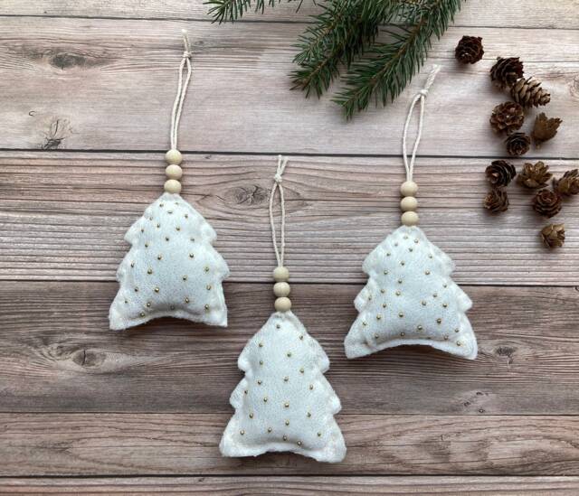 Rustic White Tree Ornament - Neutral Christmas Scandinavian - image 1