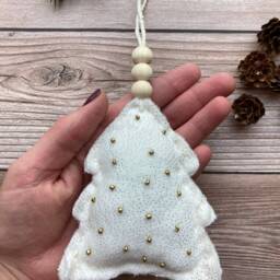 Rustic White Tree Ornament - Neutral Christmas Scandinavian - thumbnail 3