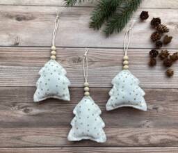 Rustic White Tree Ornament - Neutral Christmas Scandinavian - thumbnail 1