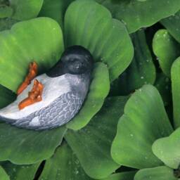 Miniature Gray Wobbly Duck Collatable Sculpture Toy. Handmade Resin Grey Statue, Totem, Figure, Home Decor, Artisan Gift - thumbnail 3