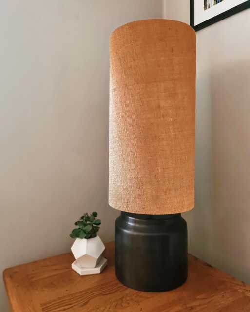 Natural Hessian Extra Tall Drum Lampshade, 50cm Height - image 1