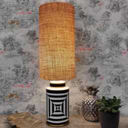 Natural Hessian Extra Tall Drum Lampshade, 50cm Height - thumbnail 2