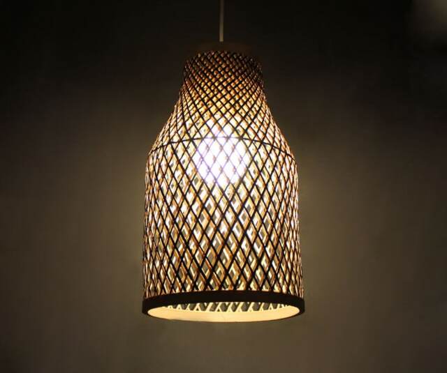 Hand Woven Bamboo Pendant Light - Bottle Lighting - image 1