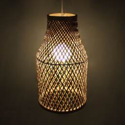 Hand Woven Bamboo Pendant Light - Bottle Lighting - thumbnail 3