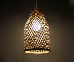 Hand Woven Bamboo Pendant Light - Bottle Lighting - thumbnail 1