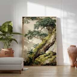 Ancient Oak Tree Poster - Mossy Forest Wall Art Vintage Woodland Nature Print - thumbnail 3