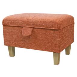 Orange Boucle Handmade Storage Ottoman Footstool - Upholstered Pouffe Toy Box British Bespoke Made - thumbnail 1