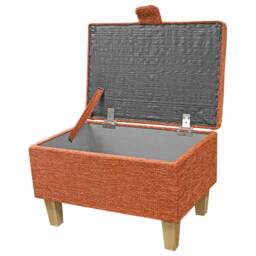 Orange Boucle Handmade Storage Ottoman Footstool - Upholstered Pouffe Toy Box British Bespoke Made - thumbnail 2
