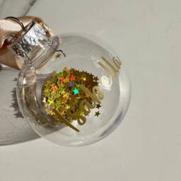 Personalised Christmas Wish Star Confetti Bauble, Gold Custom Tree Decoration, Sparkle Name Bauble - thumbnail 3