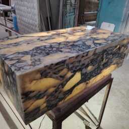 Oblong Shape Handcrafted Real Calacatta Viola Marble Coffee Table, Cube Luxury Stone Custom Sizes Available - thumbnail 4