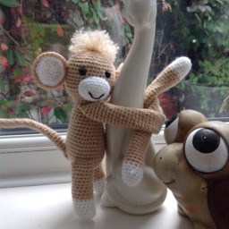 Crochet Monkey Curtain Tiebacks, Nursery Decor, Baby Gift - Pair - thumbnail 3