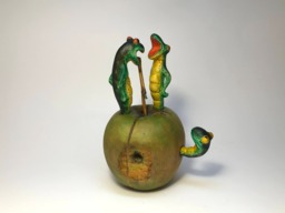 "Unique Hand Carved Wooden Figurine ""Apple Of Discord" - thumbnail 1