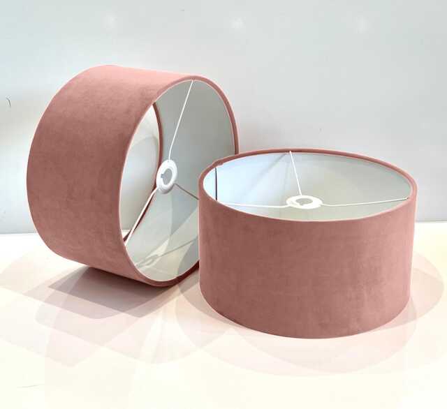 New Handmade English Rose Pink Velvet Drum Lamp Shade Suitable For Tables & Ceilings With White Lining All Shapes Available Size Demand - image 1