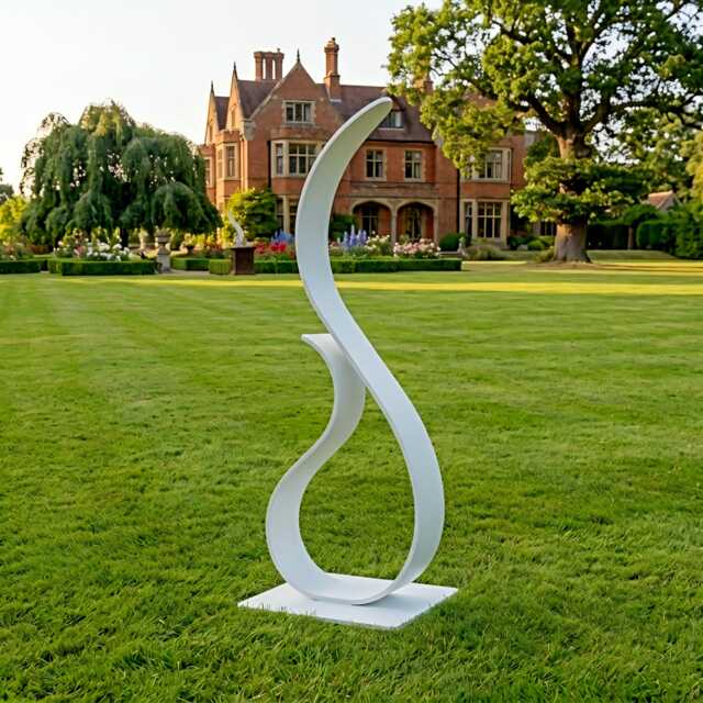Metal Garden Art Sculpture White Luxury Abstract Outdoor Decor - image 1