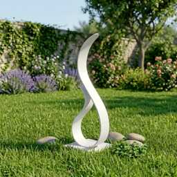 Metal Garden Art Sculpture White Luxury Abstract Outdoor Decor - thumbnail 3
