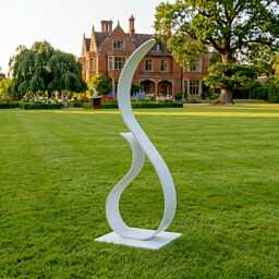 Metal Garden Art Sculpture White Luxury Abstract Outdoor Decor - thumbnail 1