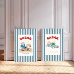 Set Of Two Babar Prints, Yoga Wall Art, Print Set, Nursery Kids Art Nursery Decor Art Prints - thumbnail 1