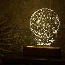 Star Map On Night Light - Personalized Constellation Custom Sky Stars Wedding Chart Anniversary Gift Celestial - thumbnail 2