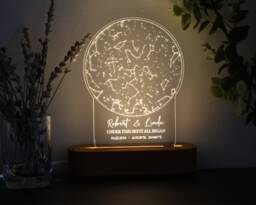 Star Map On Night Light - Personalized Constellation Custom Sky Stars Wedding Chart Anniversary Gift Celestial - thumbnail 1