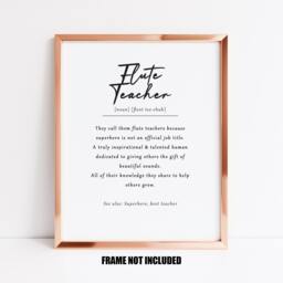 Flute Teacher Definition Art Print, Flute Gift, Thank You Tutor, Music Student Gift - thumbnail 1