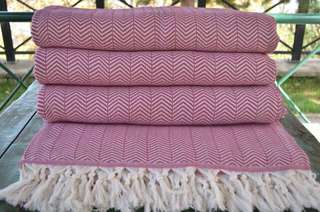 "Violet Color Blanket, Herringbone Throw, Bed Cover, 79""x89" - image 1