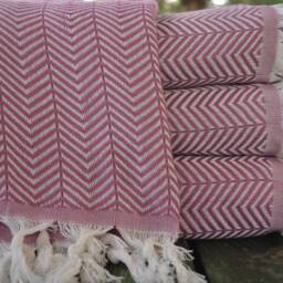 "Violet Color Blanket, Herringbone Throw, Bed Cover, 79""x89" - thumbnail 4
