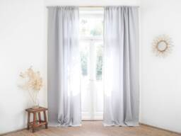 Light Gray Heavy Linen Curtain Panel, Rod Pocket Drape, Custom Size Panel