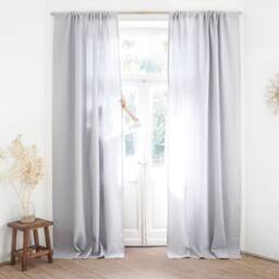 Light Gray Heavy Linen Curtain Panel, Rod Pocket Drape, Custom Size Panel - thumbnail 2