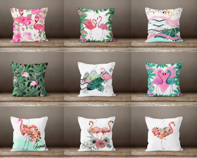 Flamingo Cushion Cover-Animal Pillow Case-Botanical Cover-Home Decor Case-Gift For Her Cushion-Handmade Material - image 1
