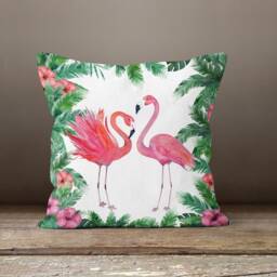 Flamingo Cushion Cover-Animal Pillow Case-Botanical Cover-Home Decor Case-Gift For Her Cushion-Handmade Material - thumbnail 3