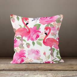 Flamingo Cushion Cover-Animal Pillow Case-Botanical Cover-Home Decor Case-Gift For Her Cushion-Handmade Material - thumbnail 2