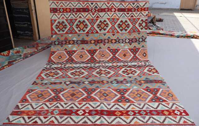 7x10 Gabbeh Design Kilim Rug, Geometric Boho Afghan Handmade Wool Flatweave Natural Veg Dyes Oriental Area Bedroom Rug - image 1