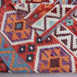 7x10 Gabbeh Design Kilim Rug, Geometric Boho Afghan Handmade Wool Flatweave Natural Veg Dyes Oriental Area Bedroom Rug - thumbnail 4