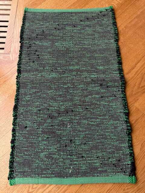 "Black Rug, Green Cotton 33"" L X 18 1/2" - image 1