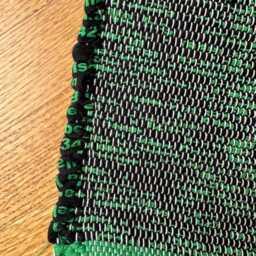 "Black Rug, Green Cotton 33"" L X 18 1/2" - thumbnail 2