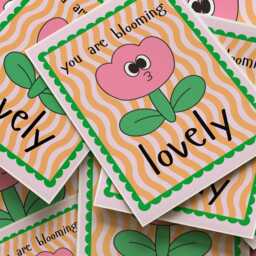 You Are Blooming Lovely Print - Girls Room Kids Bedroom Poster Playroom Nursery Prints Childrens Decor Retro Flower Pink Green - thumbnail 2