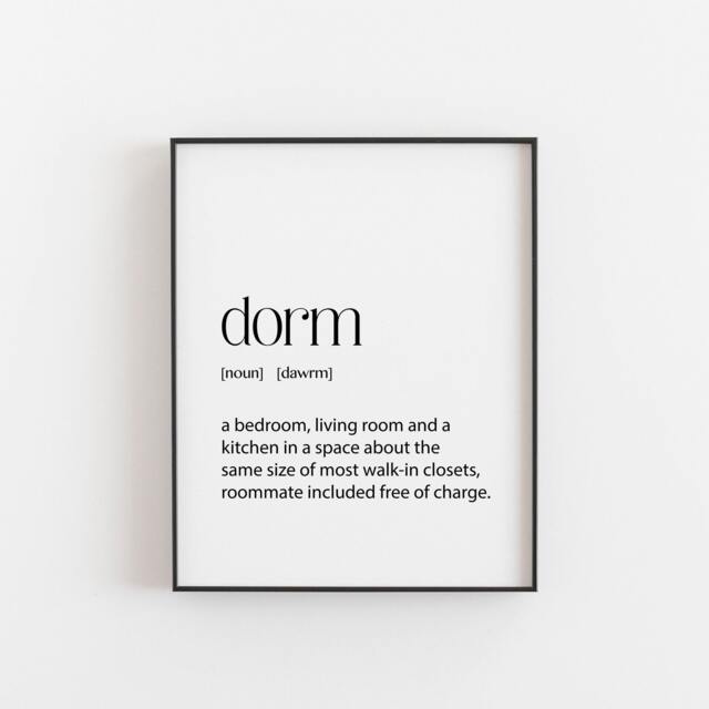 Dorm Definition Wall Art - Funny College Poster A4 8x10 Student Room Decor Gift Small Space Humor Print Uni Sign - image 1