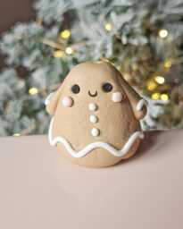 Gingerbread Ghost - Handmade Polymer Clay Figurine, Keychain Or Charm, Christmas Decor, Plant Pot Accessory, Trinket Shelf - thumbnail 1