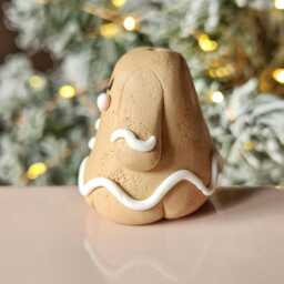 Gingerbread Ghost - Handmade Polymer Clay Figurine, Keychain Or Charm, Christmas Decor, Plant Pot Accessory, Trinket Shelf - thumbnail 2