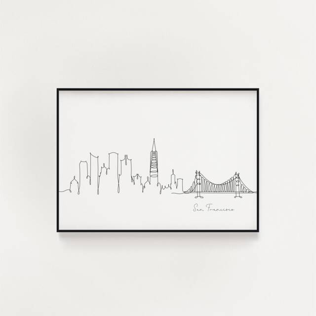 San Francisco Skyline Print, Line Art, Poster, Minimalist Wall City Fine Art Nordic Home Decor, Landmark - image 1